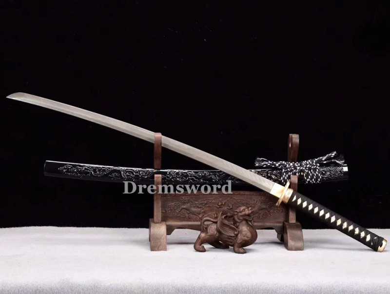 Handmade damascus folded steel sharp japanese samurai katana battle ready real sword Drem3105.