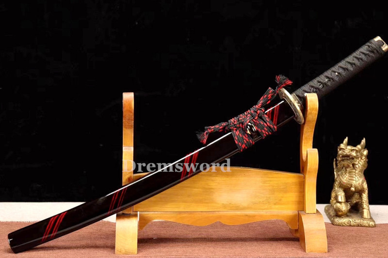 Handmade damascus folded steel  japanese samurai Wakizashi battle ready sharp real sword Drem3102.