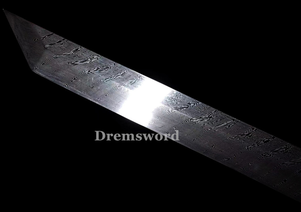 HIgh quality  folded steel Chinese Tang dyansty  Sword 唐刀 full Tang handle battle sharp ebony saya Drem3106.
