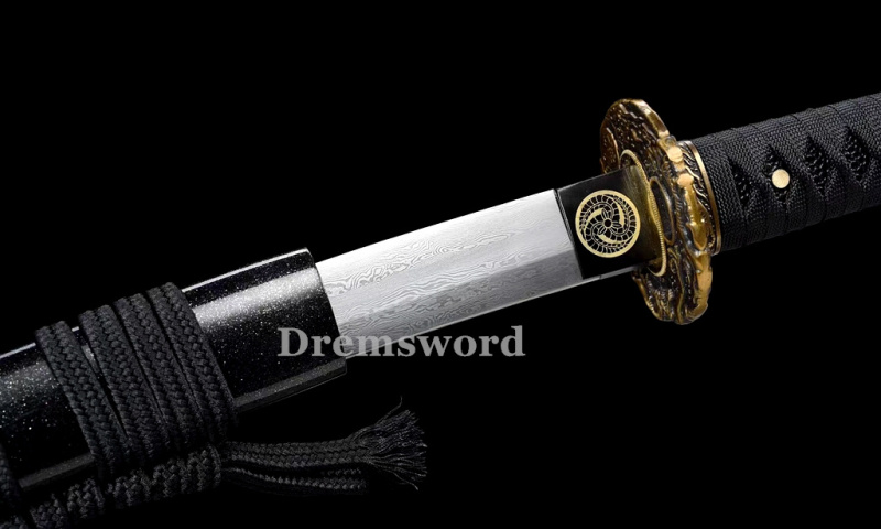 Handmade damascus folded steel  japanese samurai katana battle ready sharp sword  real Drem398.