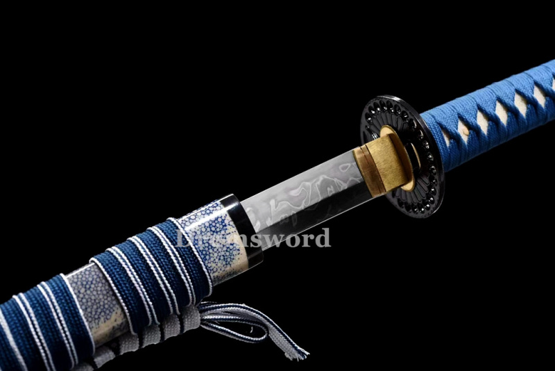 High Quality Clay tempered T10 Steel Japanese Samurai Katana Sword Real hamon full tang battle ready sharp Drem6208