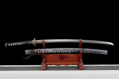 Handmade damascus folded steel japanese samurai katana battle ready real sharp sword Shinogi Zukuri black.