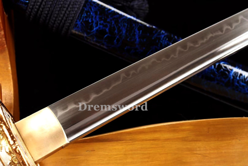 High Quality Clay tempered T10 Steel Japanese Samurai Katana Sword Real hamon full tang battle ready sharp Drem6207