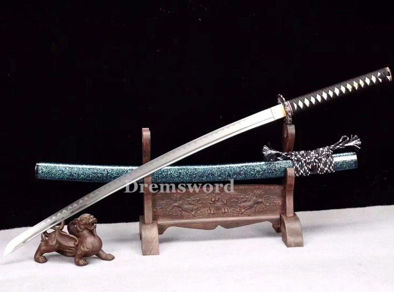 High Quality Clay tempered T10 Steel Japanese Samurai Katana Sword Real hamon full tang battle ready sharp.Drem6205