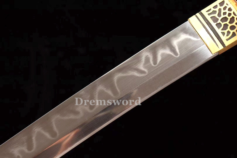 High Quality Clay tempered T10 Steel Japanese Samurai Katana Sword Real hamon full tang battle ready sharp Drem6206
