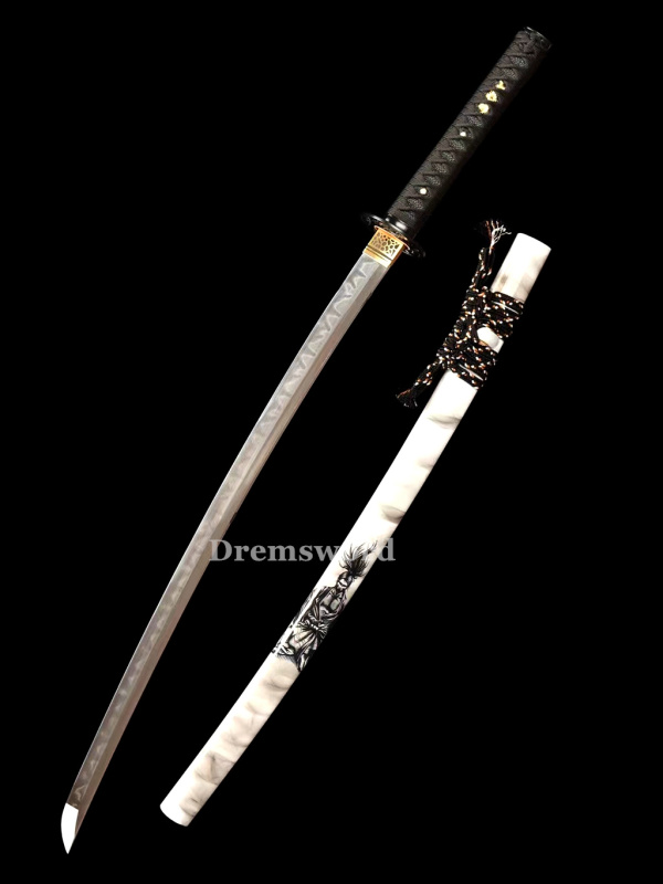 High Quality Clay tempered T10 Steel Japanese Samurai Katana Sword Real hamon full tang battle ready sharp Drem6206