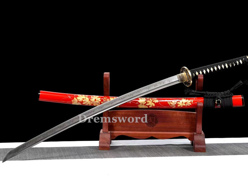 Handmade Clay tempered T10 Steel Japanese Samurai Katana Sword  full tang battle ready sharp Real hamon Drem6202