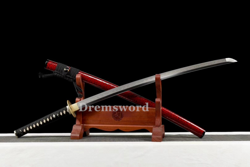 Handmade Clay tempered T10 Steel Japanese Samurai Katana Sword  full tang battle ready sharp Real hamon Drem6201