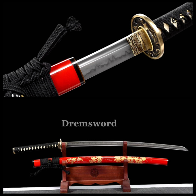 Handmade Clay tempered T10 Steel Japanese Samurai Katana Sword  full tang battle ready sharp Real hamon Drem6202