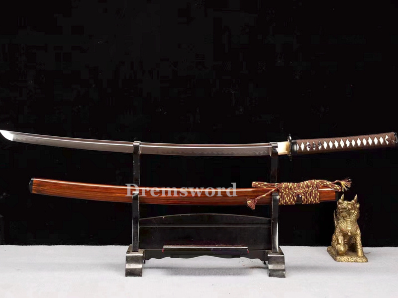 High Quality Clay tempered T10 Steel Japanese Samurai Katana Sword  full tang battle ready sharp Real hamon.Drem6204