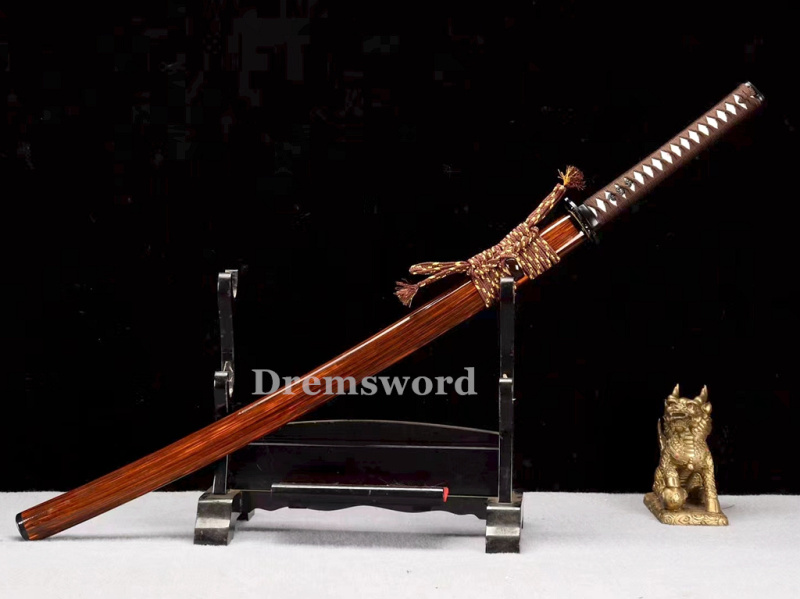 High Quality Clay tempered T10 Steel Japanese Samurai Katana Sword  full tang battle ready sharp Real hamon.Drem6204