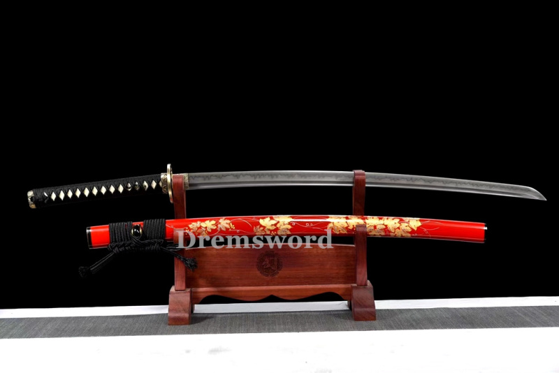 Handmade Clay tempered T10 Steel Japanese Samurai Katana Sword  full tang battle ready sharp Real hamon Drem6202