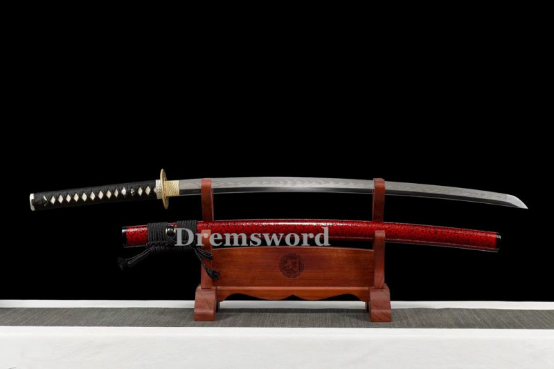 Handmade Clay tempered T10 Steel Japanese Samurai Katana Sword  full tang battle ready sharp Real hamon Drem6201