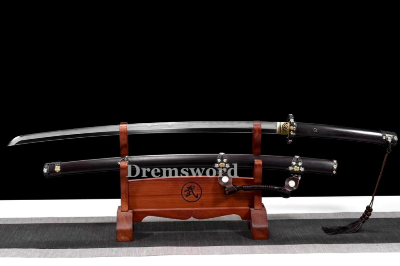 Hand made Folded steel clay tempered Japanese Samurai Sword Tachi sharp blade Drem756