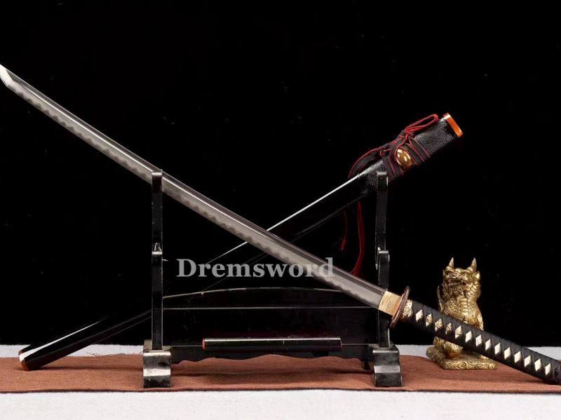 Hand made Folded steel clay tempered Japanese Samurai Sword Katana sharp blade Drem757