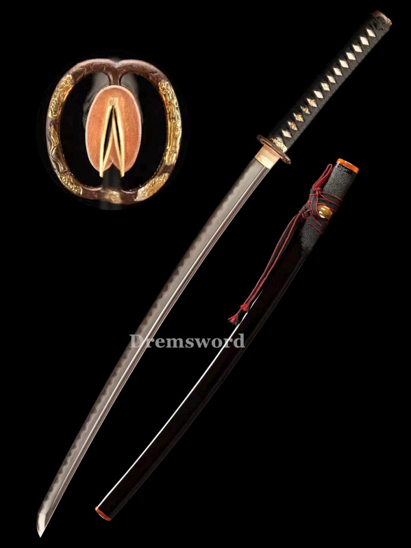 Hand made Folded steel clay tempered Japanese Samurai Sword Katana sharp blade Drem757