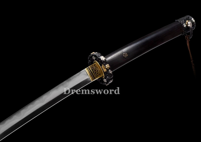 Hand made Folded steel clay tempered Japanese Samurai Sword Tachi sharp blade Drem756