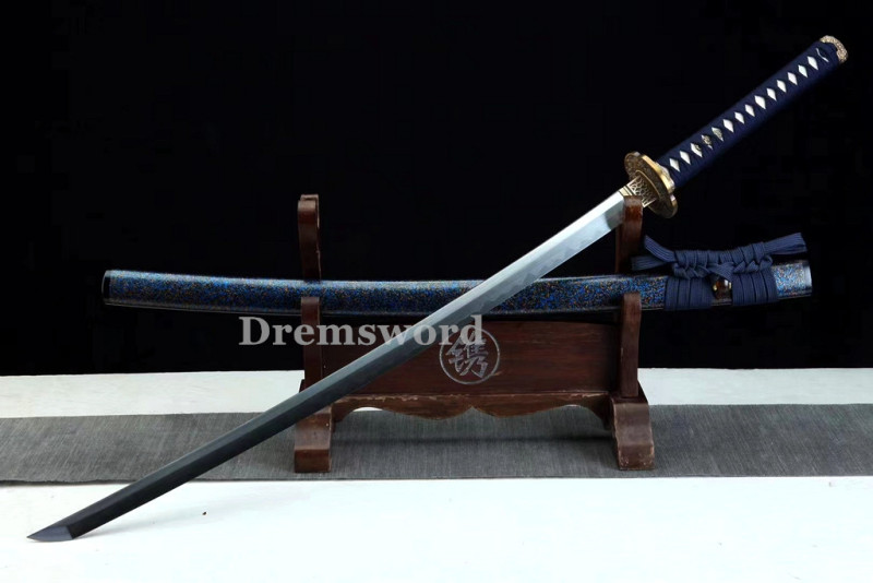 Hand made Folded steel clay tempered Japanese Samurai Sword Katana sharp blade Drem 759