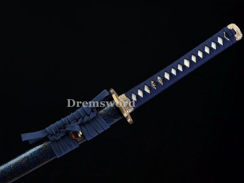 Hand made Folded steel clay tempered Japanese Samurai Sword Katana sharp blade Drem 759