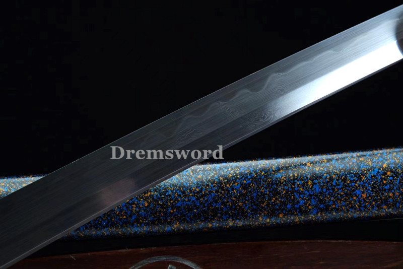 Hand made Folded steel clay tempered Japanese Samurai Sword Katana sharp blade Drem 759