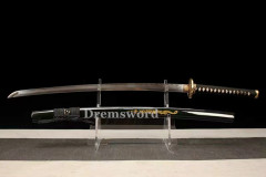Handmade Folded steel clay tempered black Japanese Samurai Sword Katana Shinogi Zukuri sharp blade