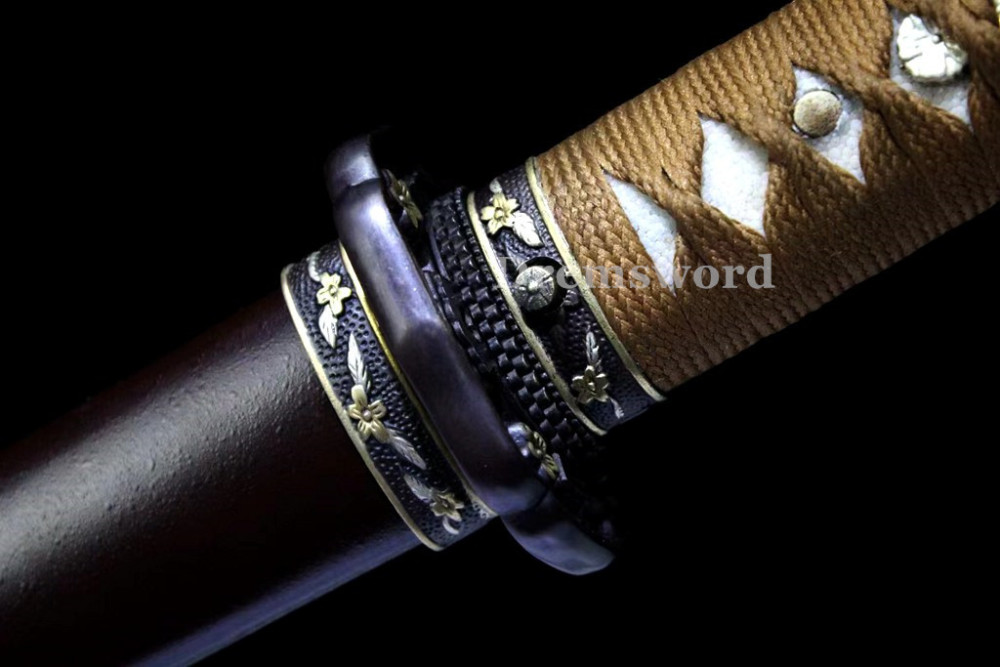 Hand made Folded steel clay tempered Japanese 98 军刀Samurai Sword Katana sharp blade Drem 763