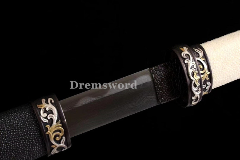 Hand made Folded steel clay tempered Japanese Samurai Sword Wakizashi sharp blade Drem 762