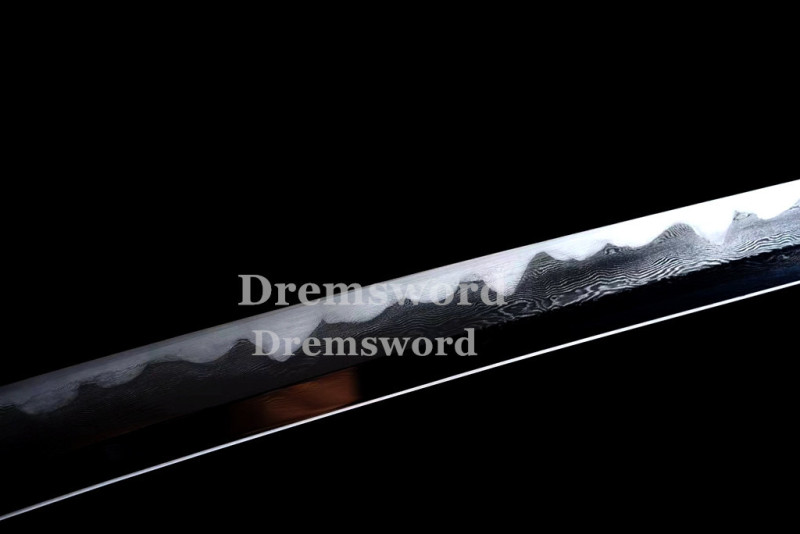 Hand made Folded steel clay tempered Japanese Samurai Sword Wakizashi sharp blade Drem 761