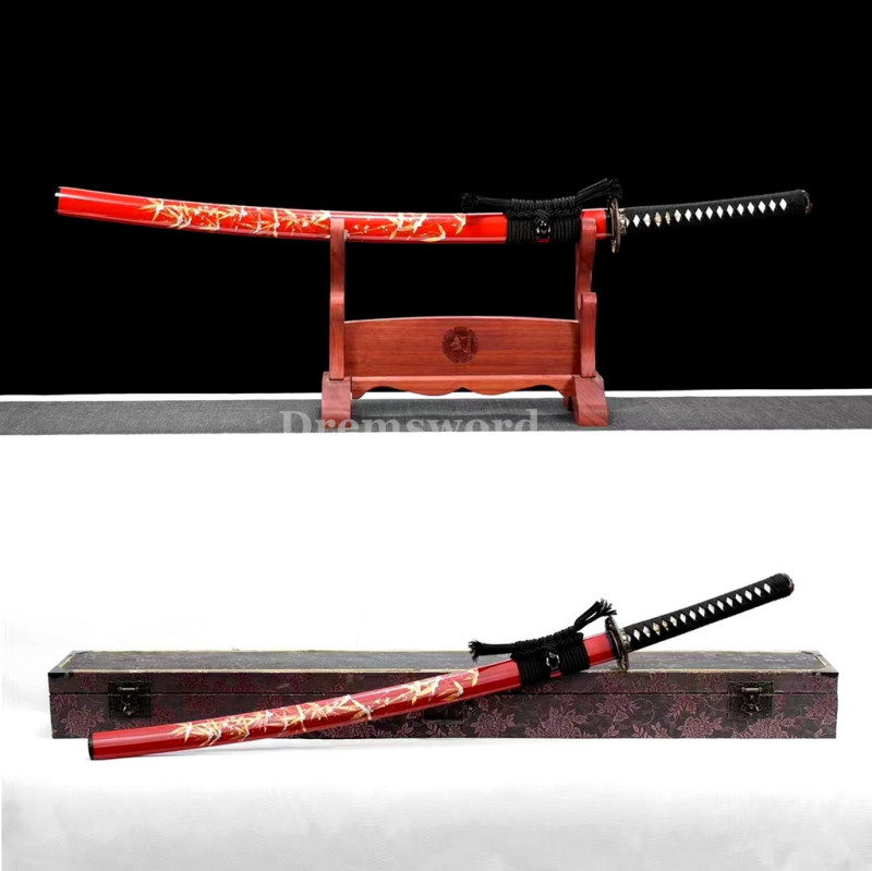 Hand made Folded steel clay tempered Japanese Samurai Sword Katana sharp blade Drem 760