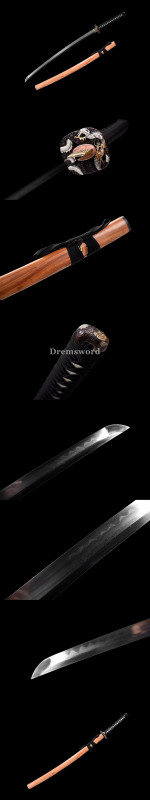 Hand made Folded steel clay tempered Japanese Samurai Sword Katana sharp blade Drem 764