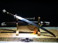 Hand made Folded steel clay tempered black Chinese Qing Dynasty Dao Unokubi Zukuri Sword sharp blade.