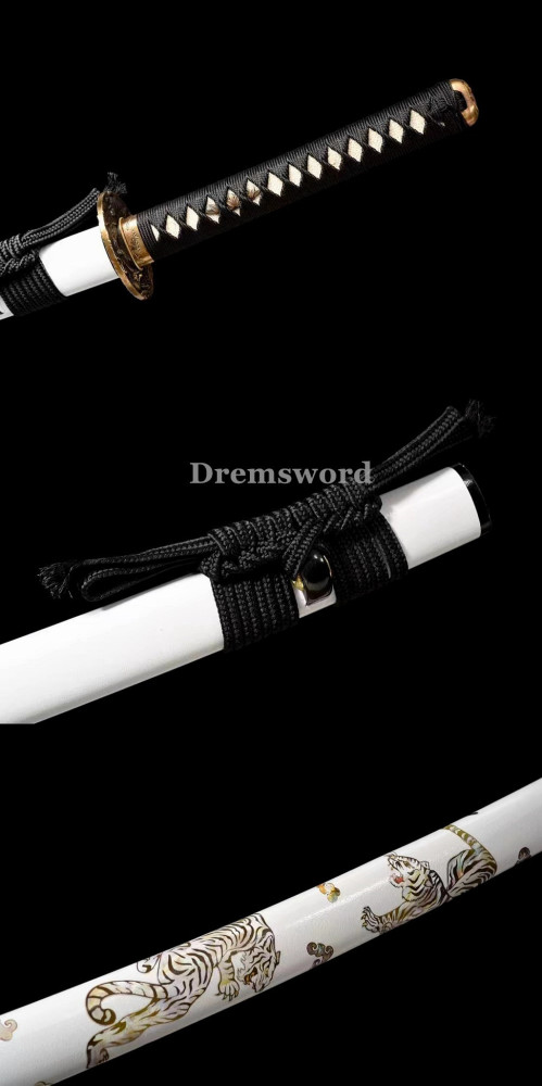 Hand made Folded steel clay tempered Japanese katana samurai Sword  sharp blade Drem 766