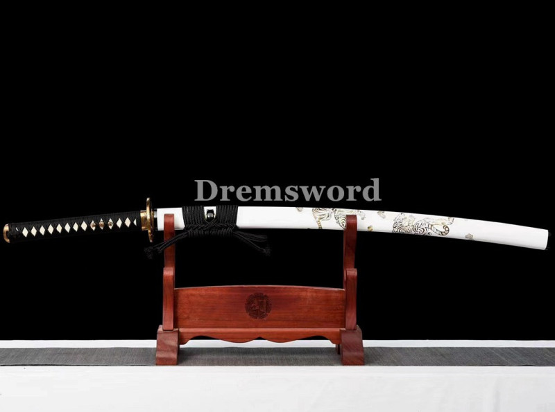 Hand made Folded steel clay tempered Japanese katana samurai Sword  sharp blade Drem 766