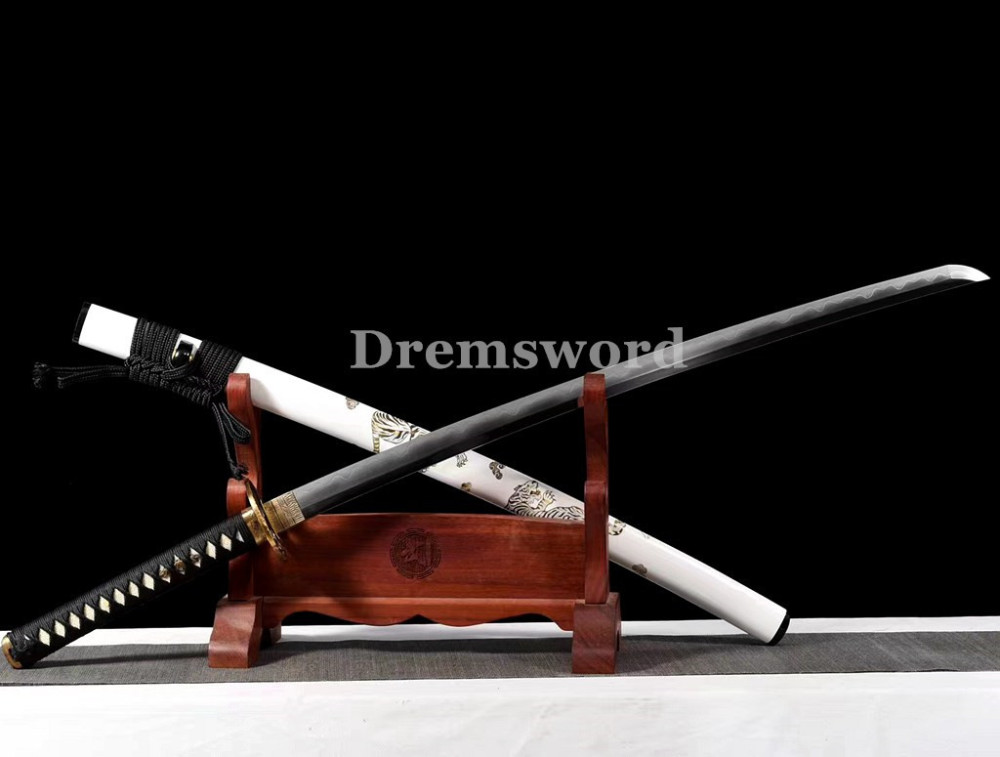 Hand made Folded steel clay tempered Japanese katana samurai Sword  sharp blade Drem 766