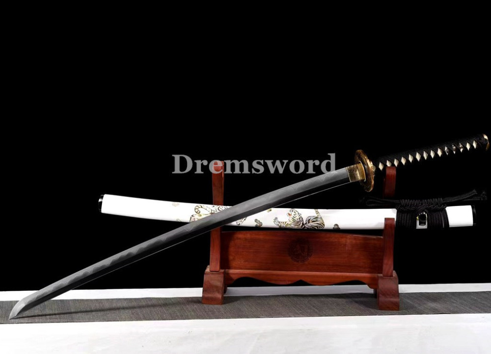 Hand made Folded steel clay tempered Japanese katana samurai Sword  sharp blade Drem 766