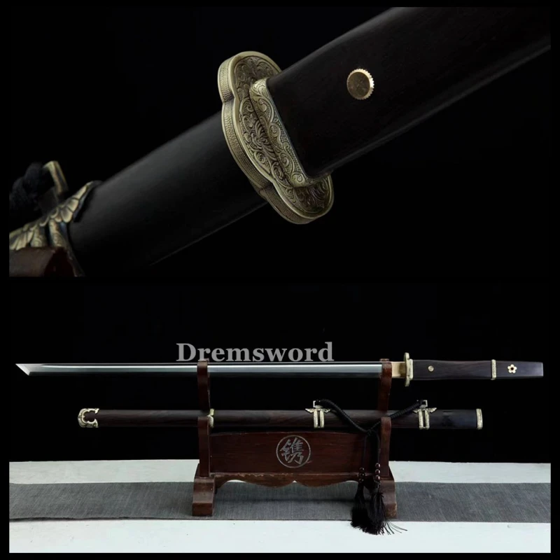 Hand made Folded steel clay tempered Chinese Tang Dynasty dao  Sword  battle ready sharp blade Drem 770