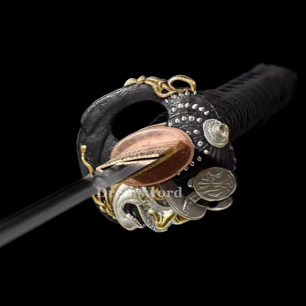 Hand made Folded steel clay tempered Japanese katana samurai Sword  sharp blade Drem 773
