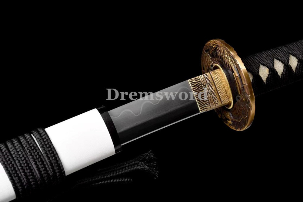 Hand made Folded steel clay tempered Japanese katana samurai Sword  sharp blade Drem 766