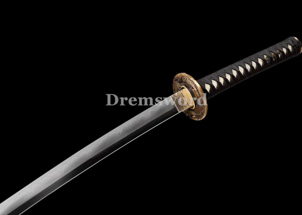 Hand made Folded steel clay tempered Japanese katana samurai Sword  sharp blade Drem 766