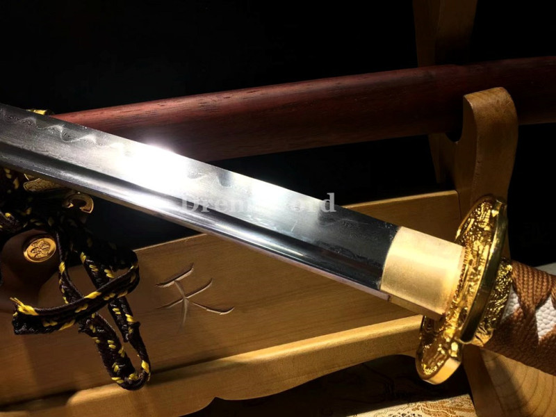 Hand made Folded steel clay tempered Japanese katana samurai Sword  sharp blade Drem 769