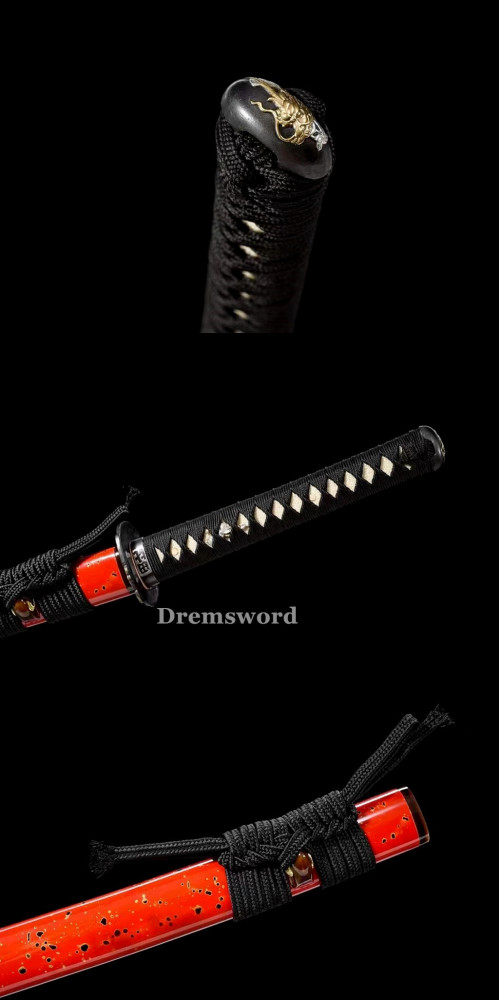 Hand made Folded steel clay tempered Japanese katana samurai Sword  sharp blade Drem 773
