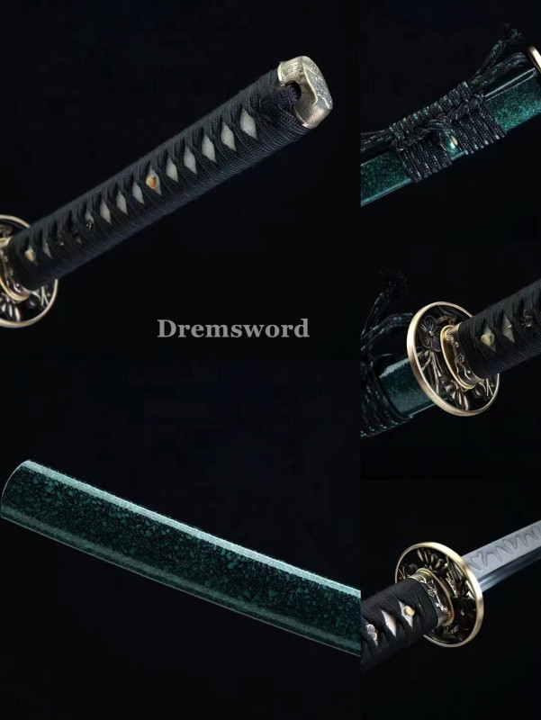 Handmade Clay tempered T10 Steel Japanese Samurai Katana Sword  full tang battle ready sharp Real hamon.Drem6213