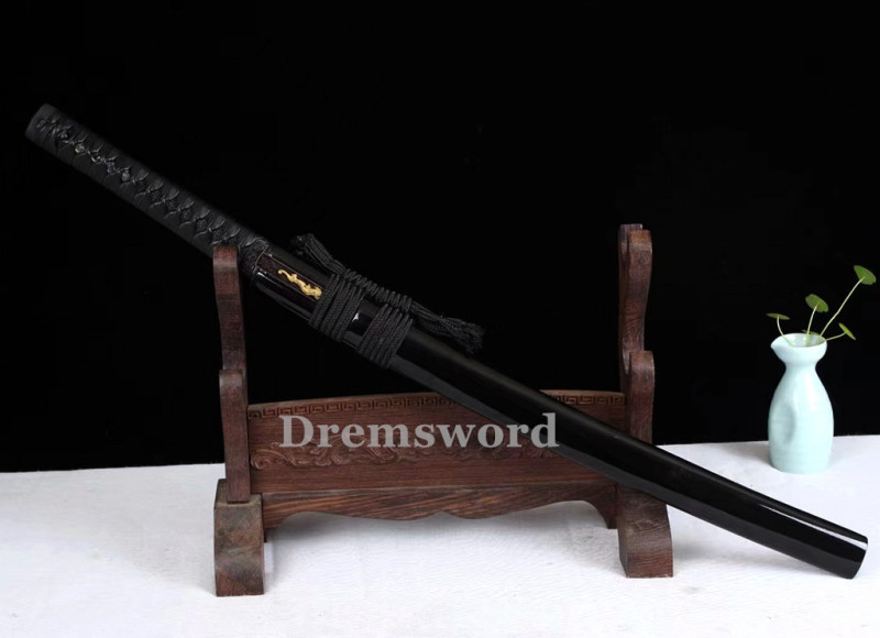 Handmade Clay tempered T10 Steel Japanese Samurai Wakizashi Sword  full tang battle ready sharp Real hamon.Drem6212