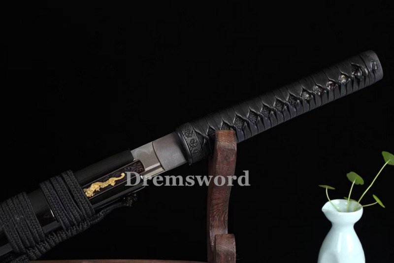 Handmade Clay tempered T10 Steel Japanese Samurai Wakizashi Sword  full tang battle ready sharp Real hamon.Drem6212