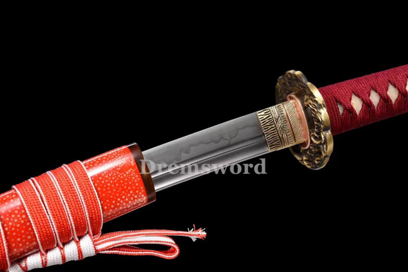 Handmade Clay tempered T10 Steel Japanese Samurai Katana Sword  full tang sharp Drem6219