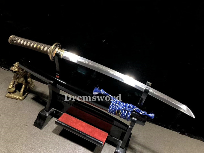 Handmade Clay tempered T10 Steel Japanese Samurai Wakizashi Sword  full tang battle ready sharp Real hamon.Drem6227
