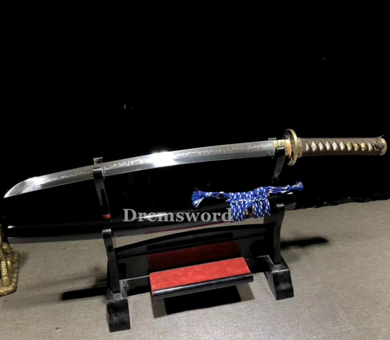 Handmade Clay tempered T10 Steel Japanese Samurai Wakizashi Sword  full tang battle ready sharp Real hamon.Drem6227