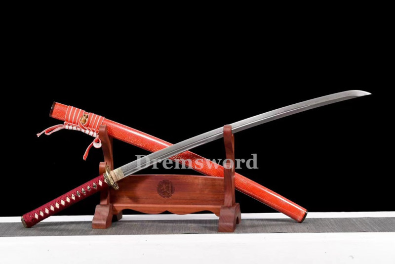 Handmade Clay tempered T10 Steel Japanese Samurai Katana Sword  full tang sharp Drem6219