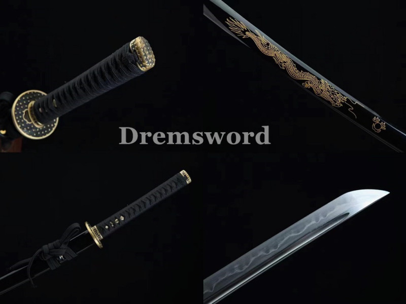Handmade Clay tempered T10 Steel Japanese Samurai Katana Sword  full tang sharp Drem6223.