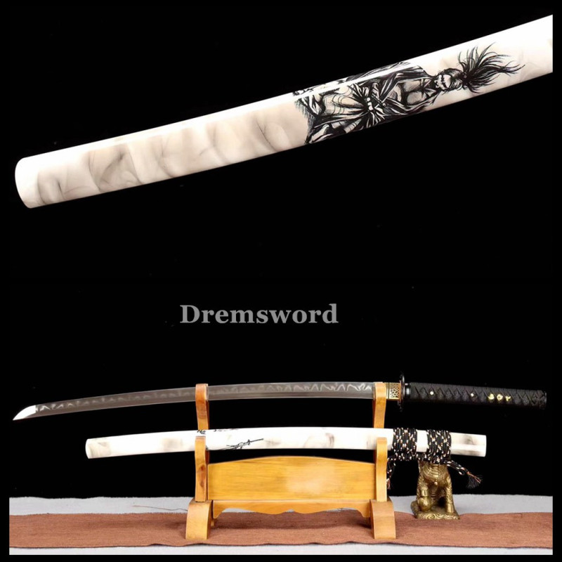 Handmade Clay tempered T10 Steel Japanese Samurai katana Sword  full tang battle ready sharp Real hamon Drem6233